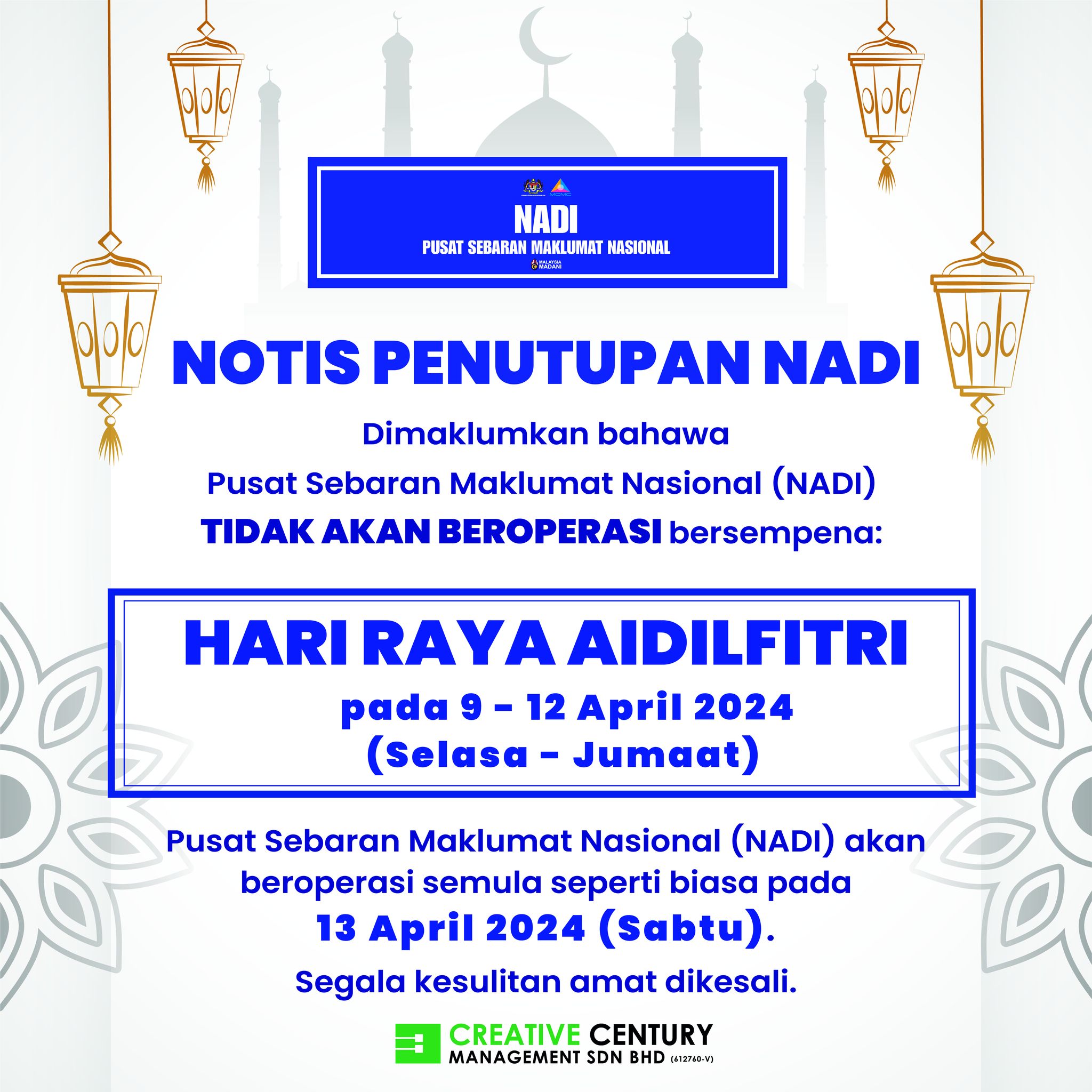 notis penutupan aidilfitri 2024