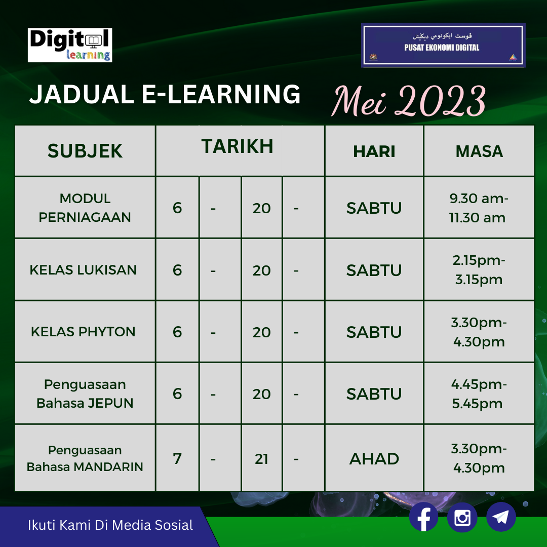 Jadual E Learning Mei