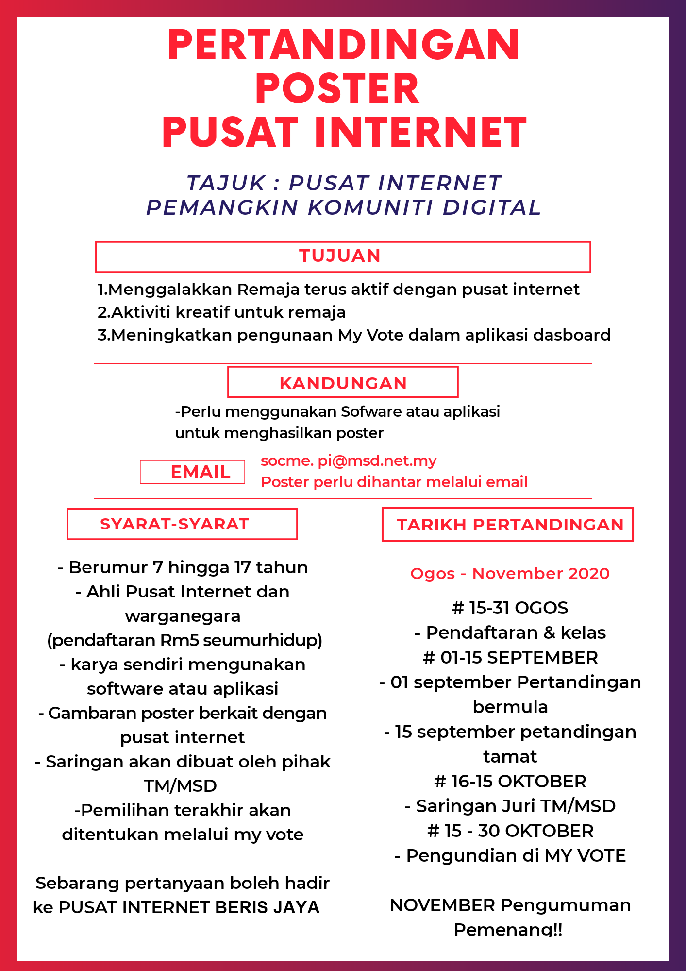 PERTANDINGAN POSTER PUSAT INTERNET 2020