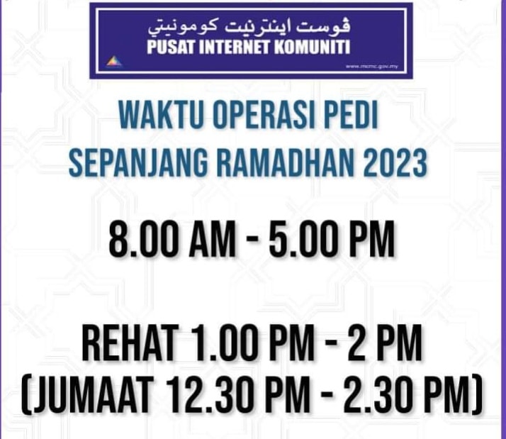 Waktu Operasi PEDi Sepanjang Bulan Puasa Ramadhan 2023