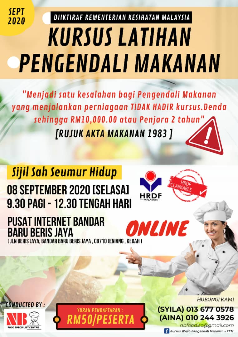 kursus latihan pengendali makanan beris jaya sik